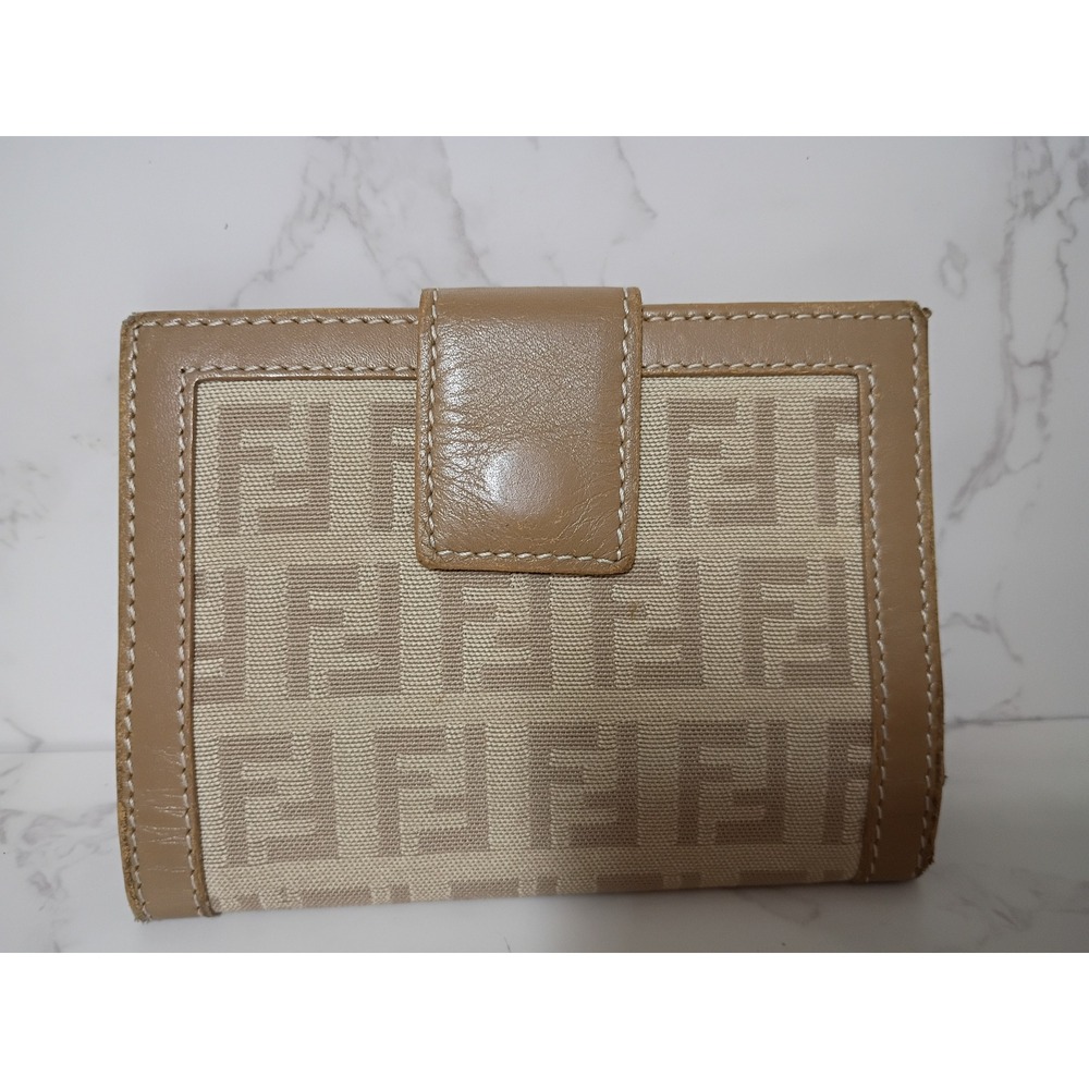 FENDI Vintage Zucchino Monogram Compact Canvas Wallet w/ Dust Bag - EUC